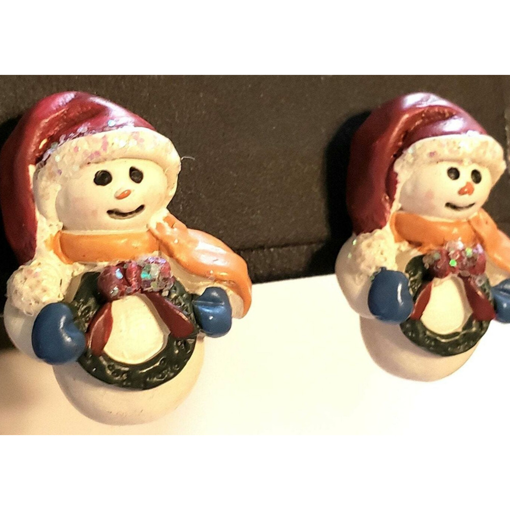Vintage Christmas Snowman Pierced Earrings,‎ Colorful Festive Holiday h-95